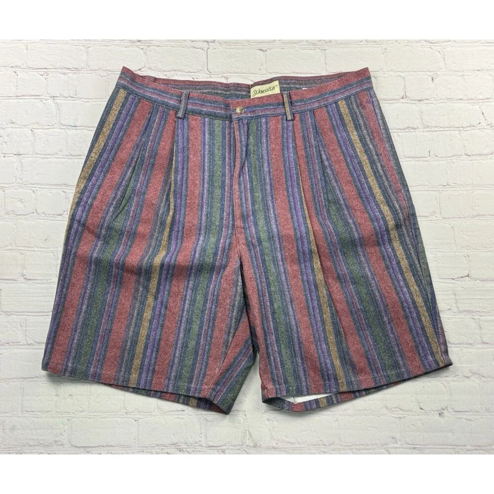 Vintage 90s St. John's Bay Pleated Shorts Mens 36 Striped Southwestern Dad Core